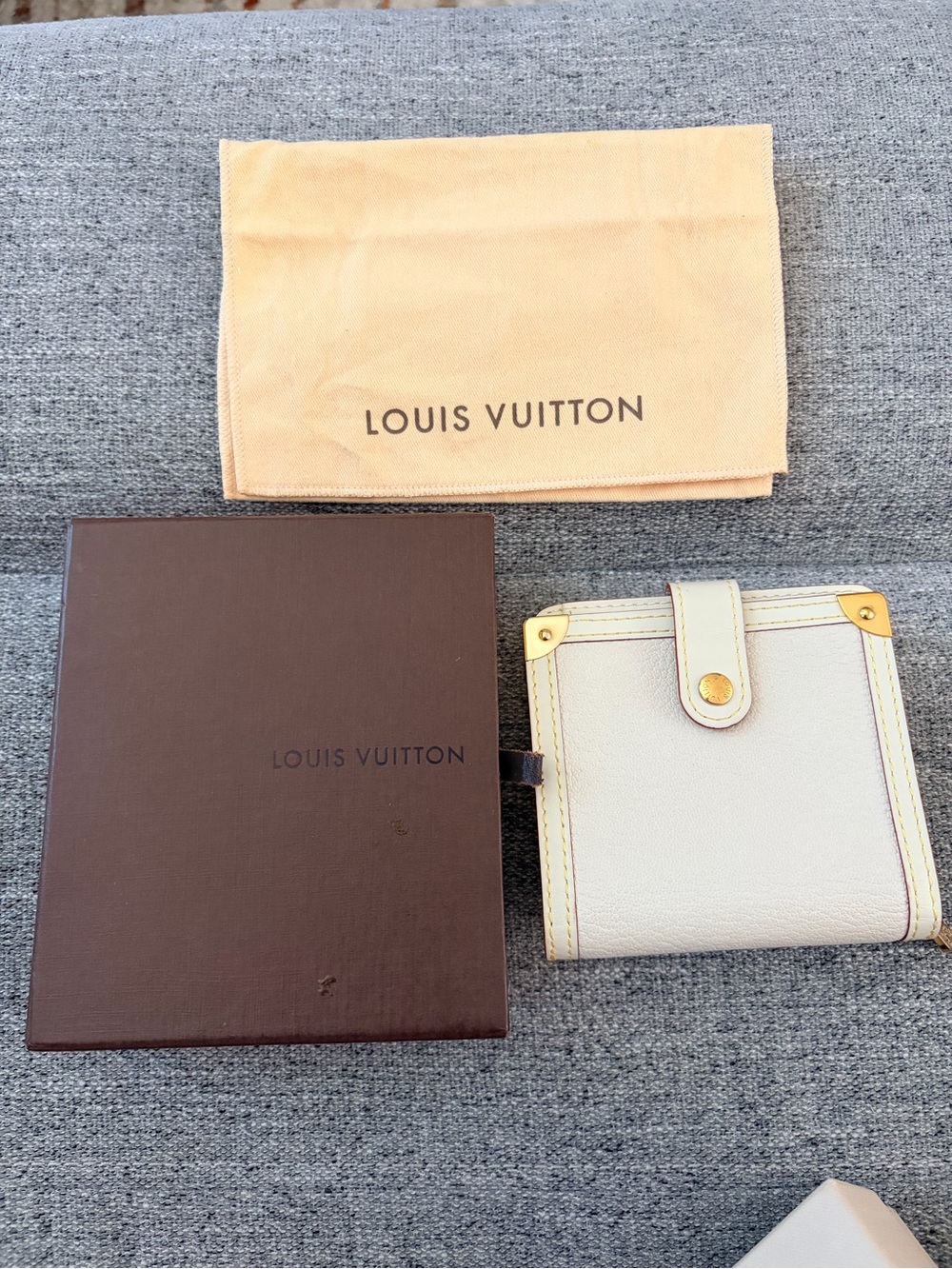Louis Vuitton Suhali Leather Compact Wallet in White (Blanc) with gold hardware